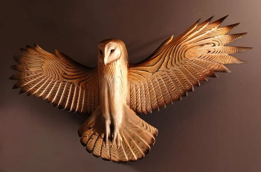 Wooden Wall Art of Owl Design – Natural Finish Home Decor Accent