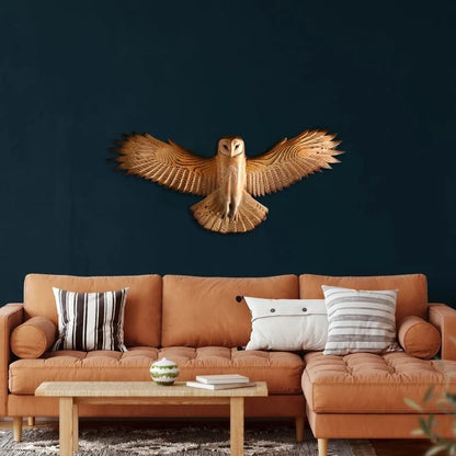 Wooden Wall Art of Owl Design – Natural Finish Home Decor Accent