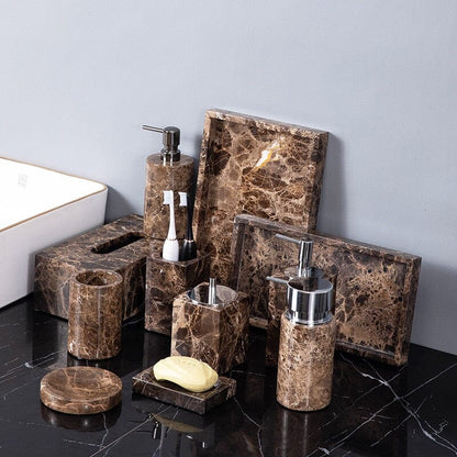 Stylish Bath Essentials Set with Polished Marble-Effect Finish