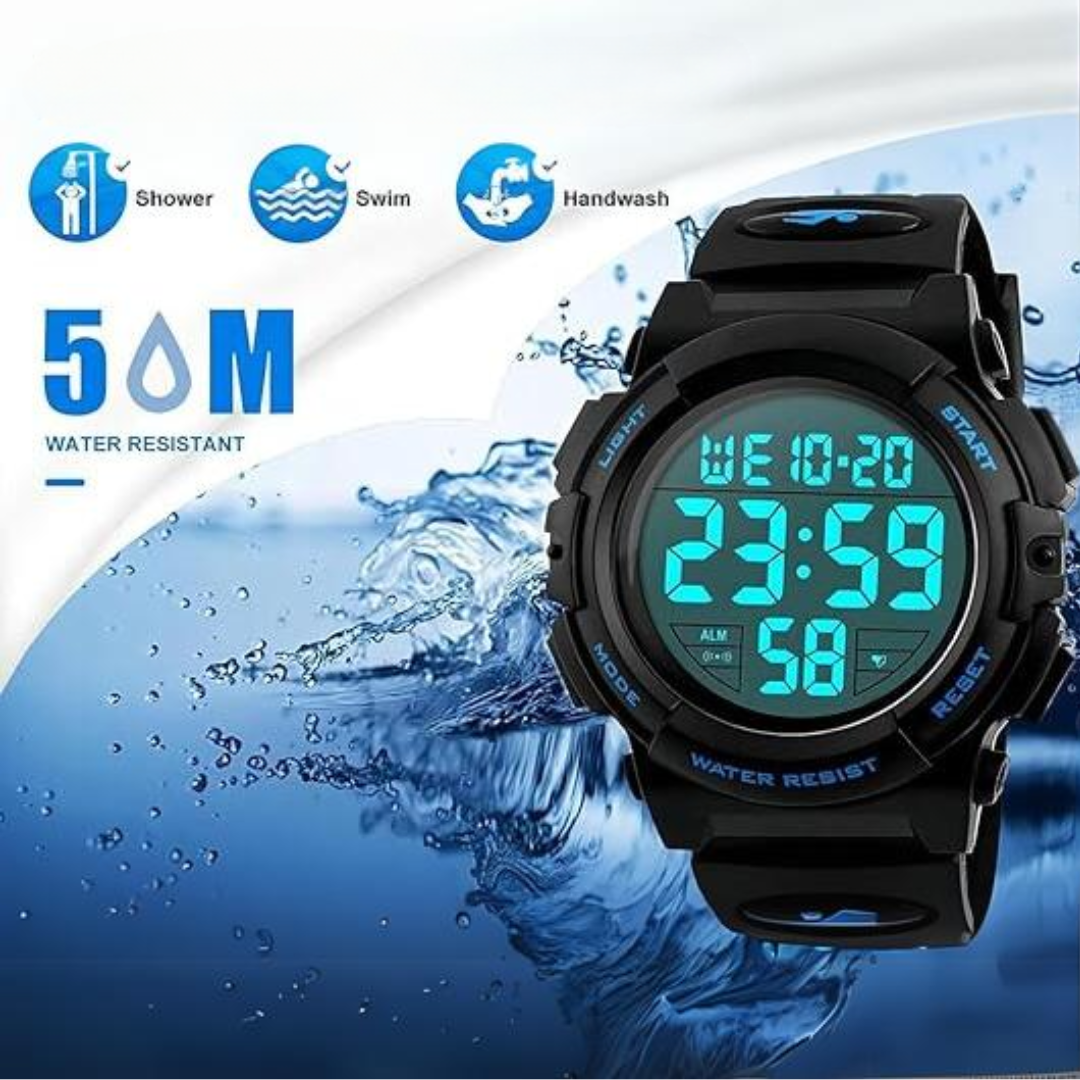 Men's Digital Sports Watch with LED Display – Waterproof and Durable for Outdoor Activities
