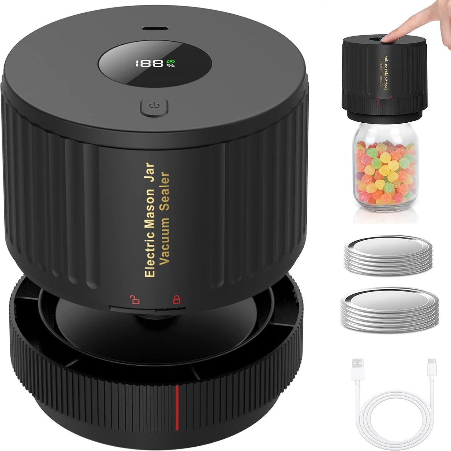 Electric Vacuum Sealer Set for Mason Jars – Easy Food Storage Solution