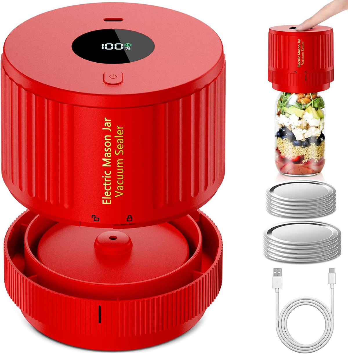 Electric Vacuum Sealer Set for Mason Jars – Easy Food Storage Solution