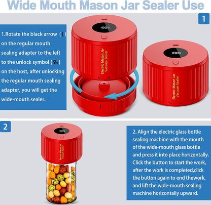 Electric Vacuum Sealer Set for Mason Jars – Easy Food Storage Solution