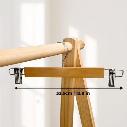 Wooden Pant Hangers with Sturdy Clips – 10-Pack for Organized Closet