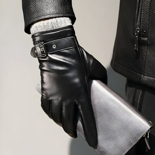 Winter Gloves for Men with Touchscreen Capability and Adjustable Strap