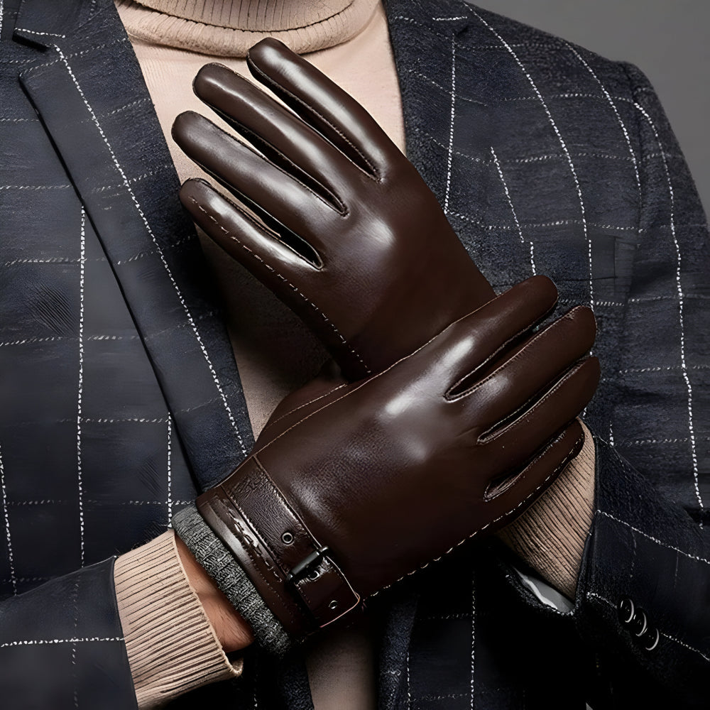 Winter Gloves for Men with Touchscreen Capability and Adjustable Strap