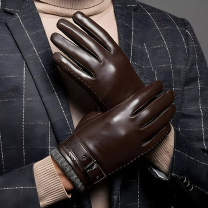 Winter Gloves for Men with Touchscreen Capability and Adjustable Strap