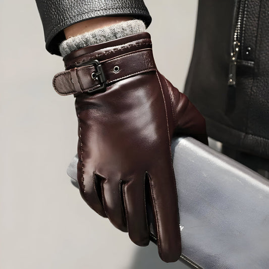 Winter Gloves for Men with Touchscreen Capability and Adjustable Strap
