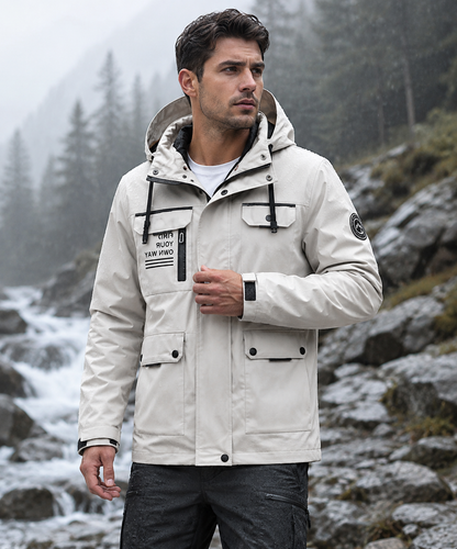 Water-Resistant Hooded Jacket for Men – Breathable Windbreaker for Hiking and Camping