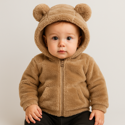 Teddy Jacket with Bear Ears in Soft Fabric