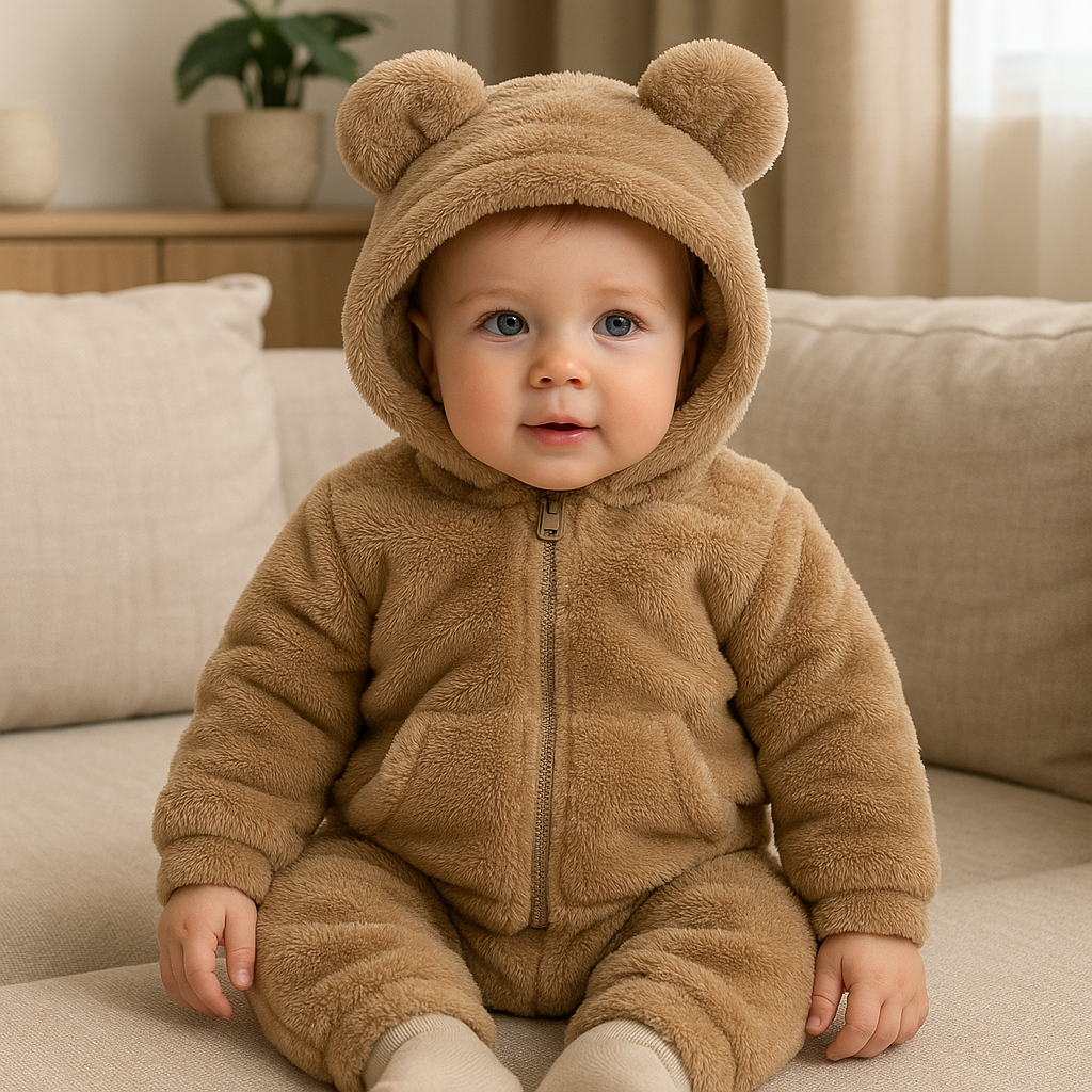 Teddy Jacket with Bear Ears in Soft Fabric