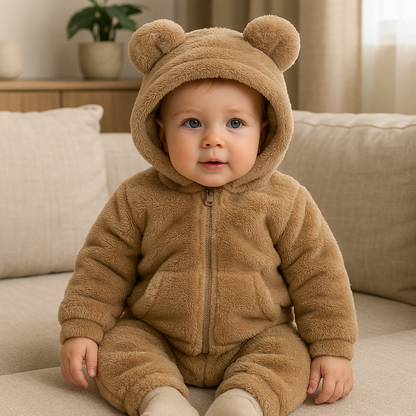 Teddy Jacket with Bear Ears in Soft Fabric