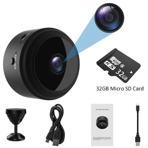 Compact Wireless Camera with Night Vision and Motion Alerts for Home Use