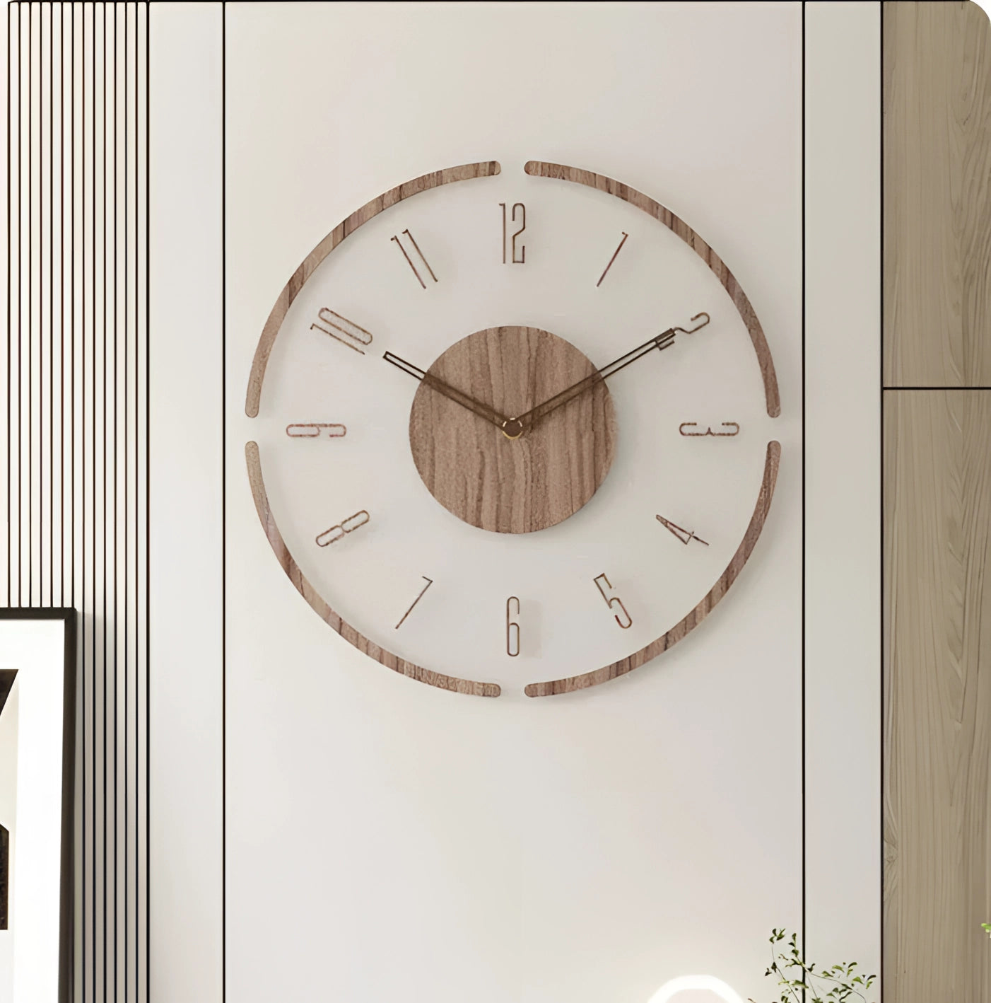 Large 40cm Silent Quartz Wall Clock - Minimalist Wooden Design for Modern Decor