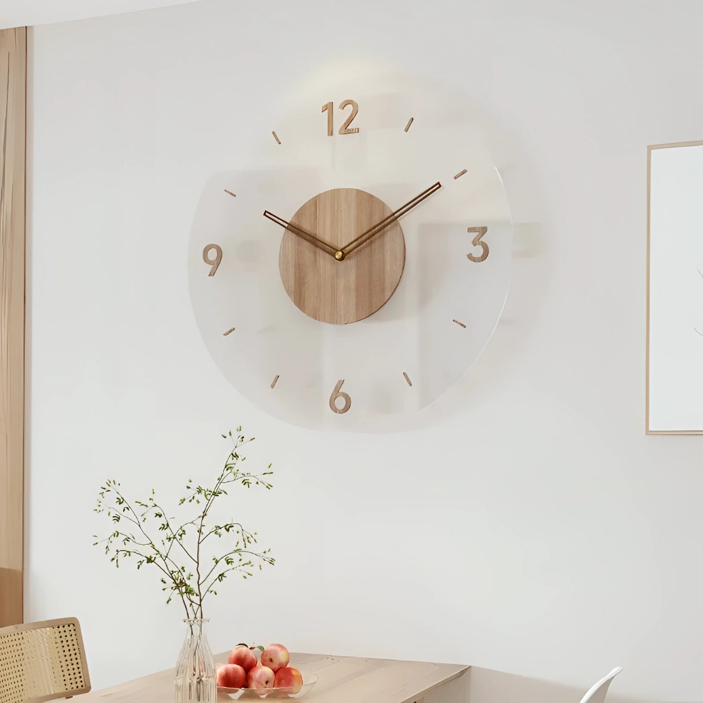 Large 40cm Silent Quartz Wall Clock - Minimalist Wooden Design for Modern Decor