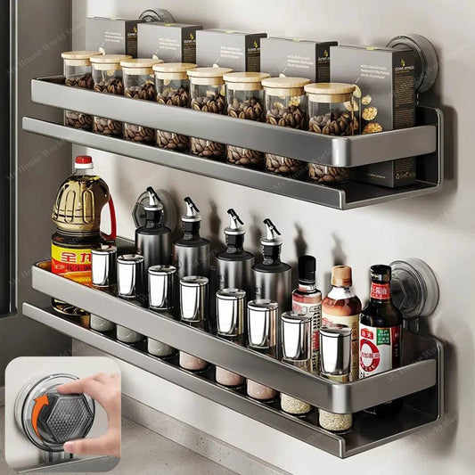 Adjustable Wall-Mounted Spice Rack Organizer for Home | Space-Saving Design
