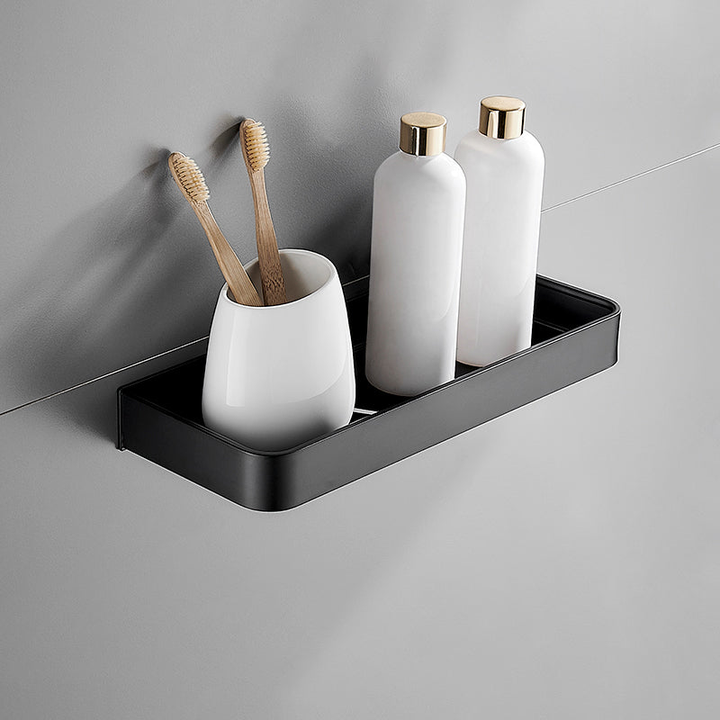 Stylish Bathroom Accessory Set in Matte Black with Stainless Steel Shelves