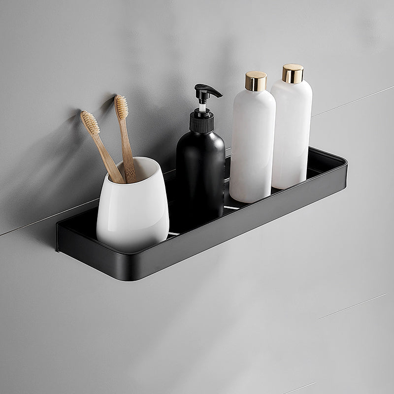 Stylish Bathroom Accessory Set in Matte Black with Stainless Steel Shelves