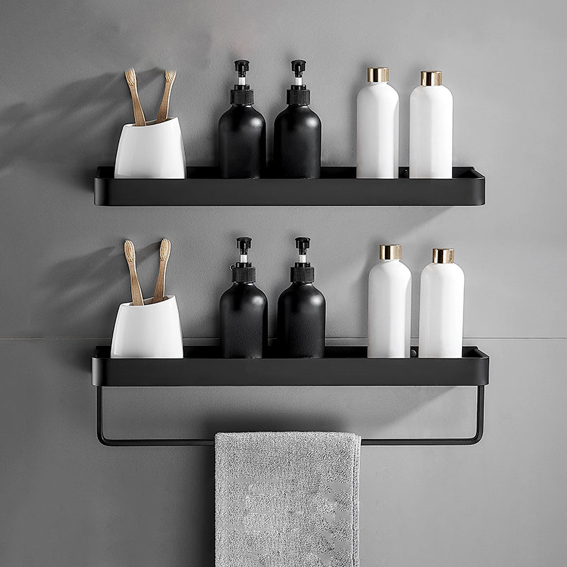 Stylish Bathroom Accessory Set in Matte Black with Stainless Steel Shelves