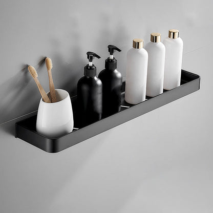 Stylish Bathroom Accessory Set in Matte Black with Stainless Steel Shelves