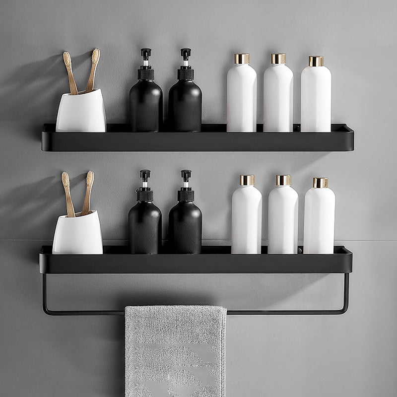 Stylish Bathroom Accessory Set in Matte Black with Stainless Steel Shelves