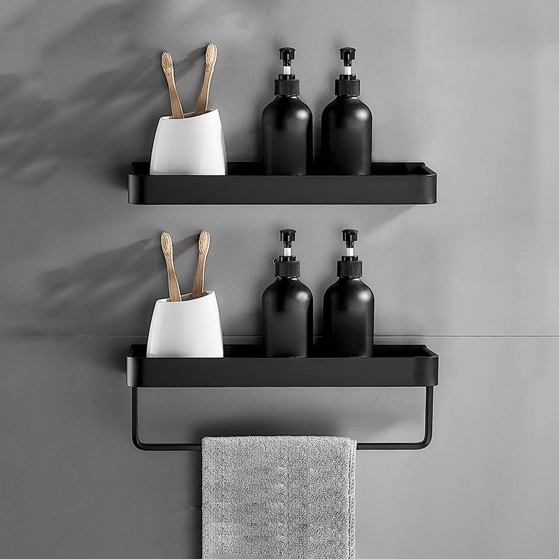 Stylish Bathroom Accessory Set in Matte Black with Stainless Steel Shelves
