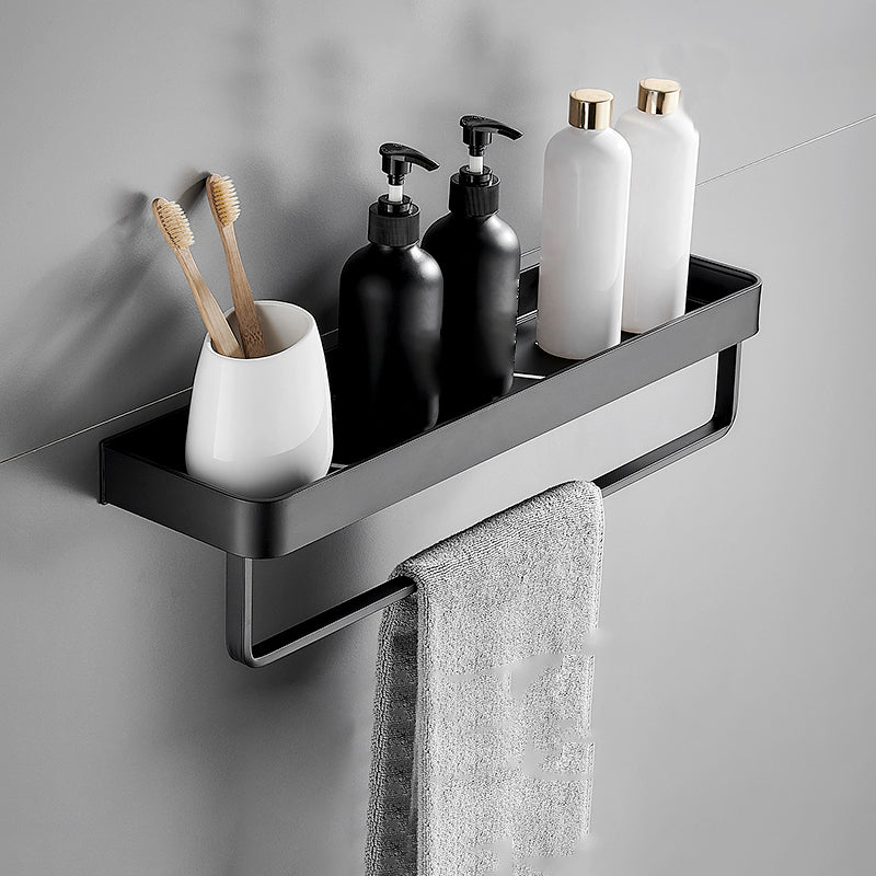 Stylish Bathroom Accessory Set in Matte Black with Stainless Steel Shelves