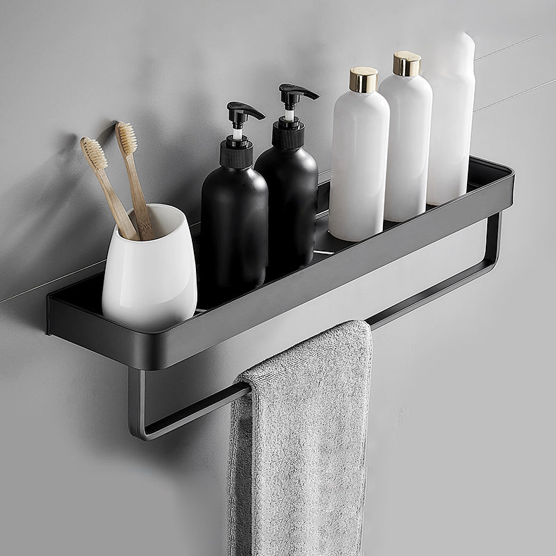 Stylish Bathroom Accessory Set in Matte Black with Stainless Steel Shelves
