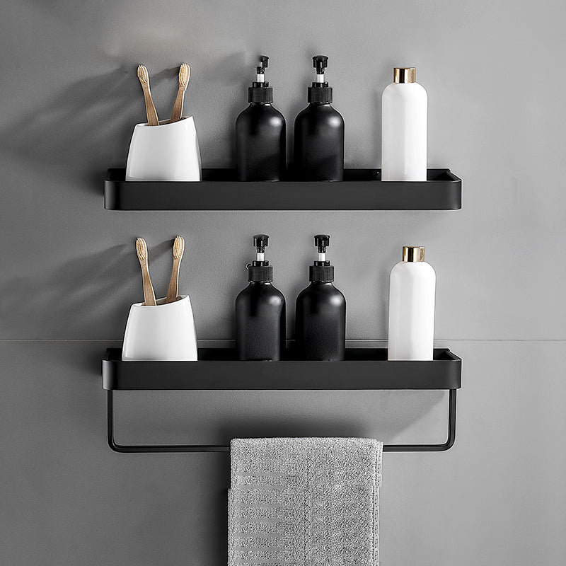 Stylish Bathroom Accessory Set in Matte Black with Stainless Steel Shelves