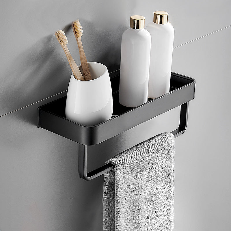 Stylish Bathroom Accessory Set in Matte Black with Stainless Steel Shelves