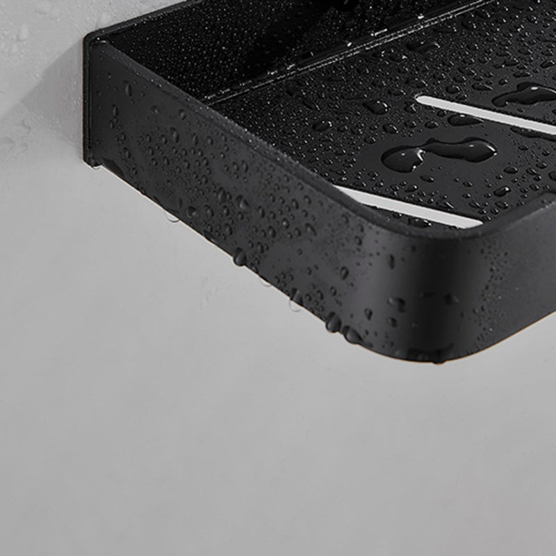 Stylish Bathroom Accessory Set in Matte Black with Stainless Steel Shelves