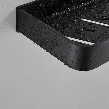 Stylish Bathroom Accessory Set in Matte Black with Stainless Steel Shelves