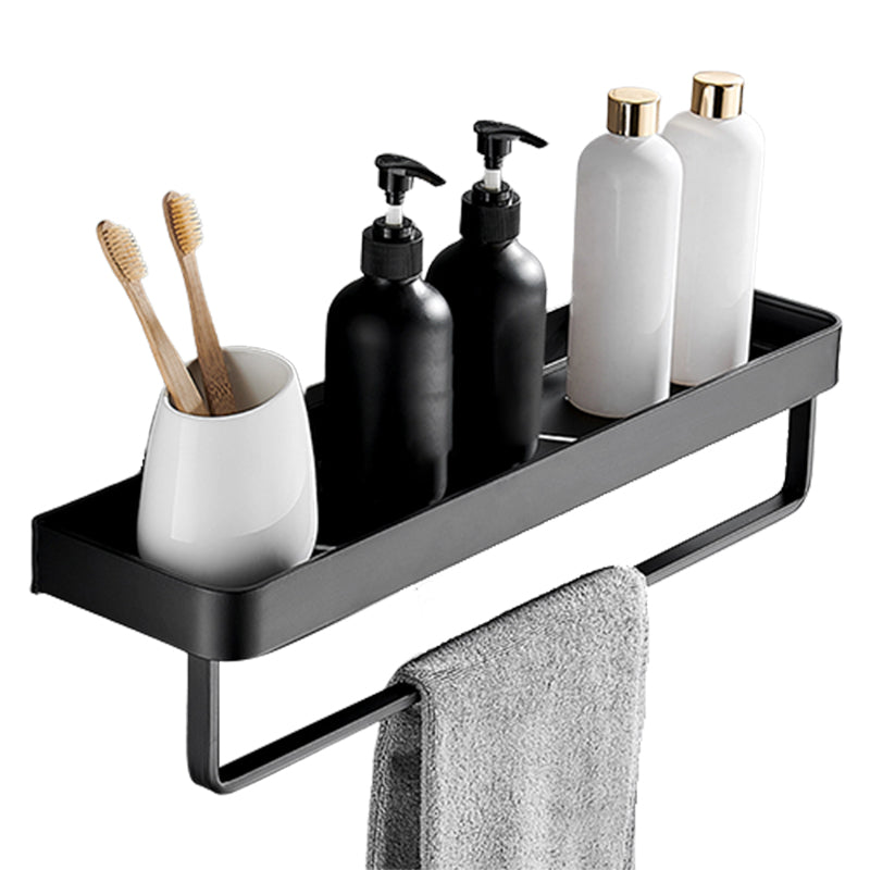 Stylish Bathroom Accessory Set in Matte Black with Stainless Steel Shelves