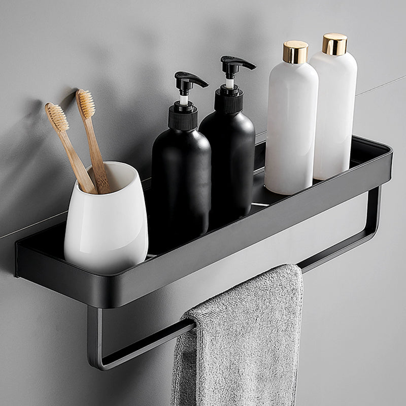 Stylish Bathroom Accessory Set in Matte Black with Stainless Steel Shelves