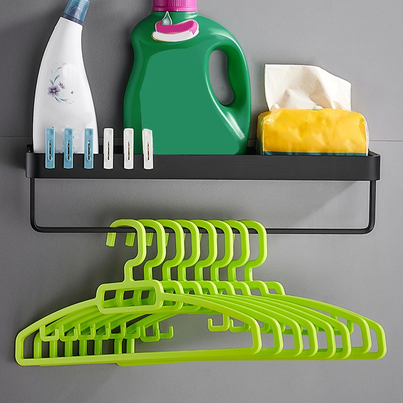 Stylish Bathroom Accessory Set in Matte Black with Stainless Steel Shelves