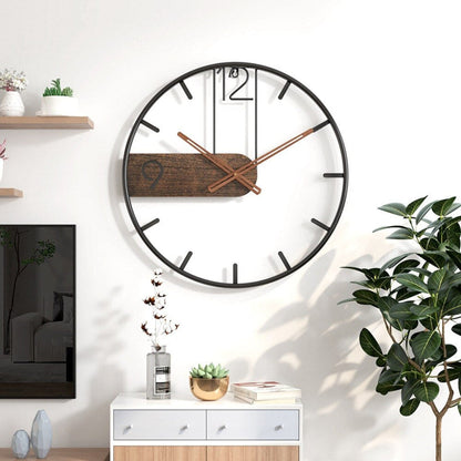 Contemporary Wall Clock in Steel and Walnut – Silent Quartz Mechanism