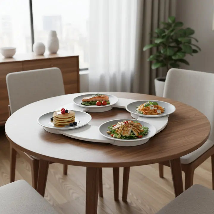 Rotating Serving Tray with Non-Slip Design & Heat Resistance for Dining