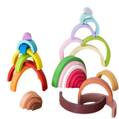 Colorful Rainbow Stacking Toy for Montessori Learning