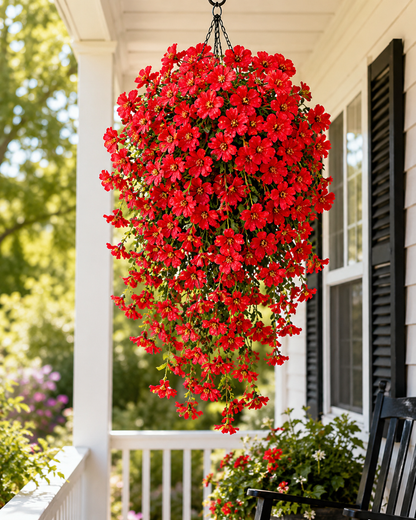 Artificial Morning Glory Vine Garland - 75cm UV Resistant Hanging Decor for Weddings, Patios, Balconies, and Fences