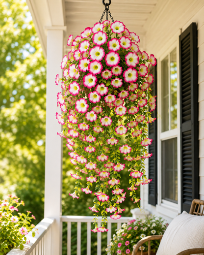 Artificial Morning Glory Vine Garland - 75cm UV Resistant Hanging Decor for Weddings, Patios, Balconies, and Fences