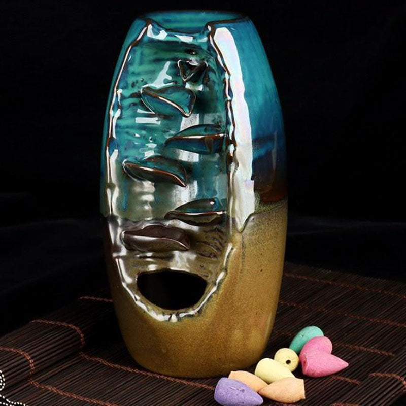 Serenity Cascade Ceramic Incense Holder with 50 Aroma Cones