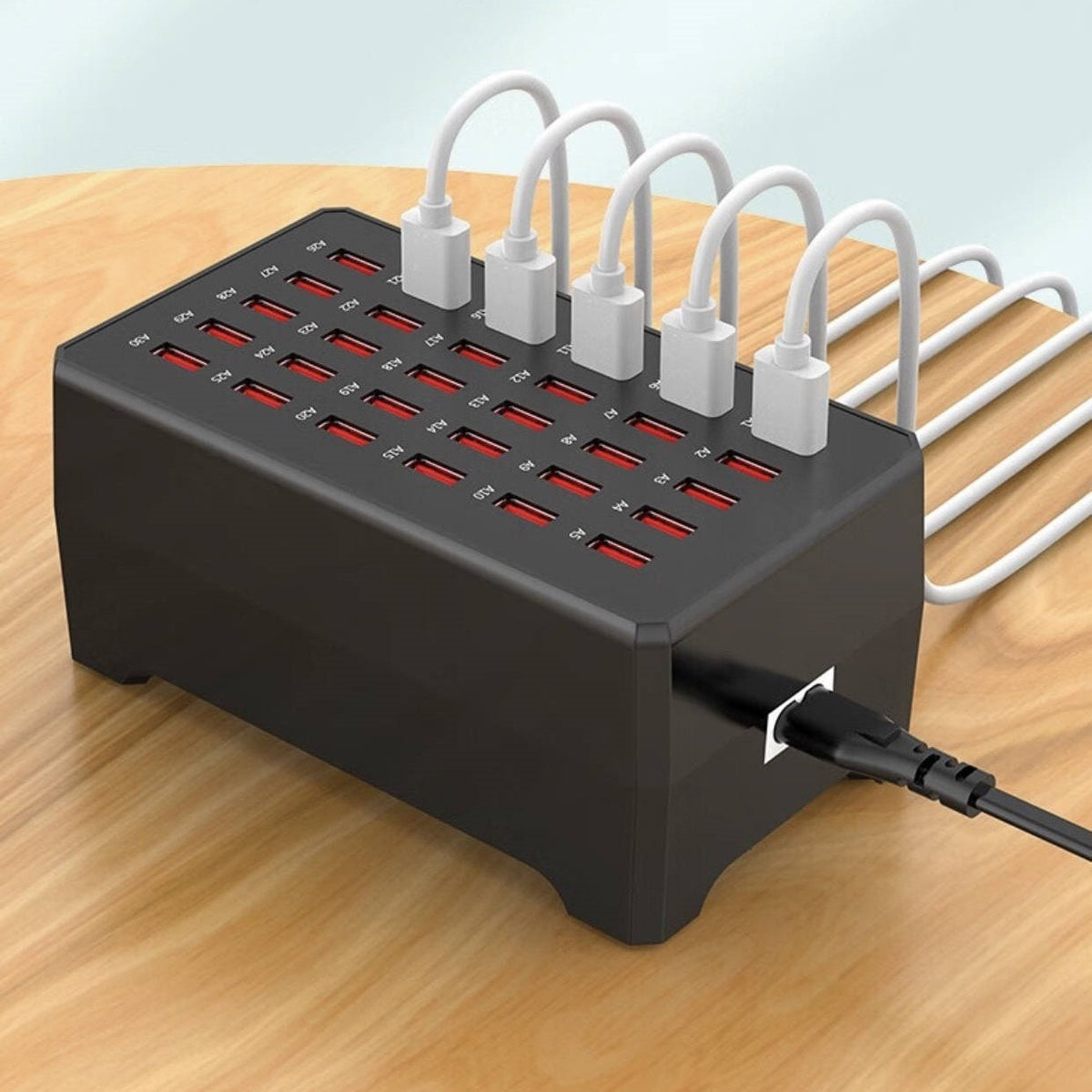 30-Port USB Charging Hub with Smart Cooling – Compact Power Station