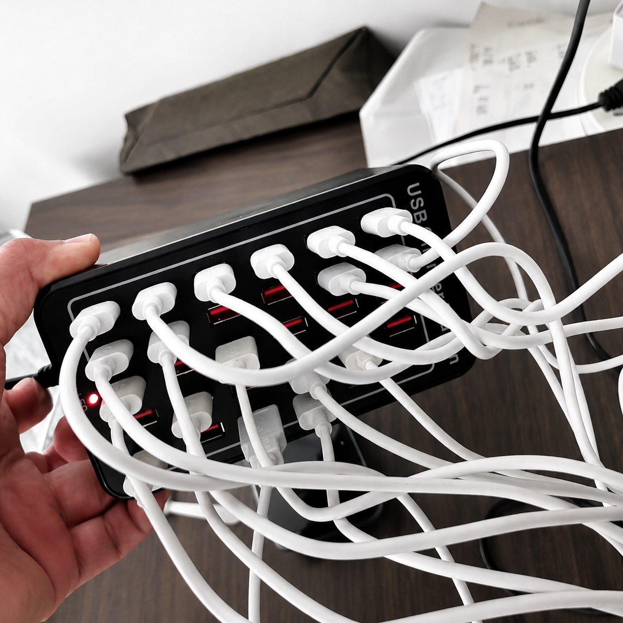 30-Port USB Charging Hub with Smart Cooling – Compact Power Station