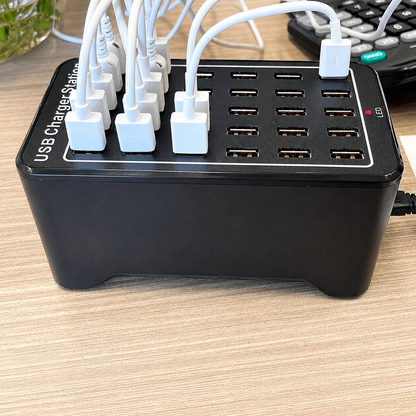 30-Port USB Charging Hub with Smart Cooling – Compact Power Station