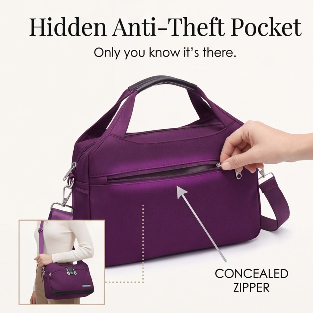 Water-Resistant Crossbody Bag with Adjustable Strap and Multiple Pockets