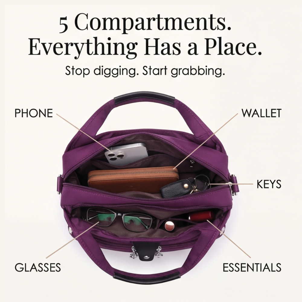 Water-Resistant Crossbody Bag with Adjustable Strap and Multiple Pockets