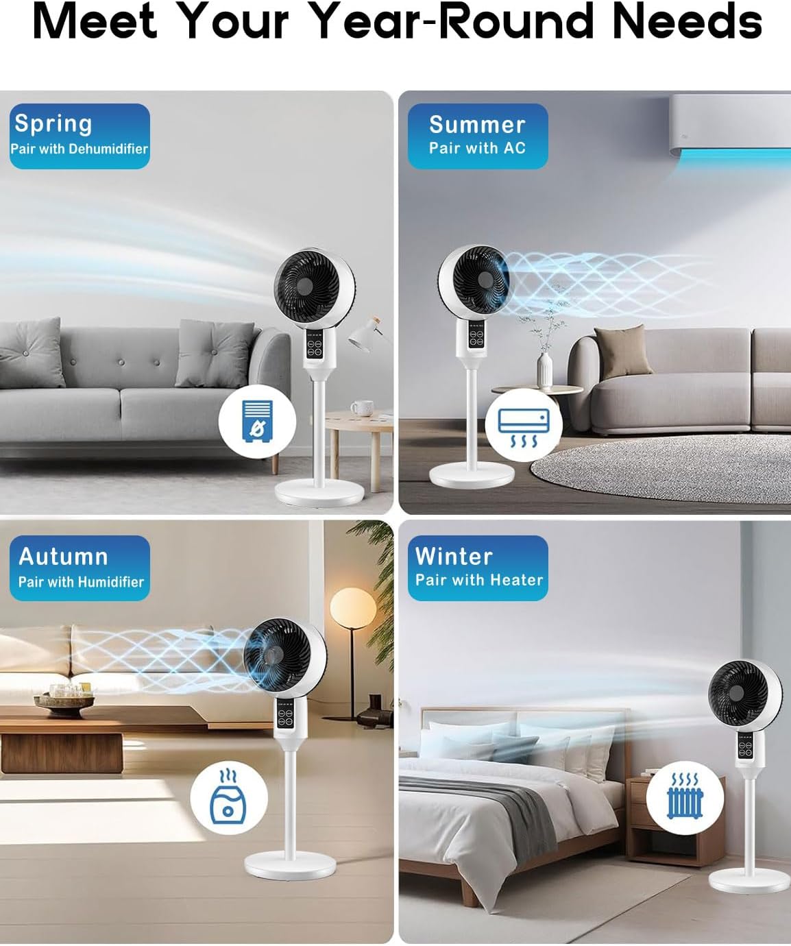 Remote-Controlled Oscillating Fan – Height Adjustable for Effective Cooling
