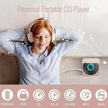 Portable Bluetooth CD Player with Extended Battery Life – Compact Design for Travel