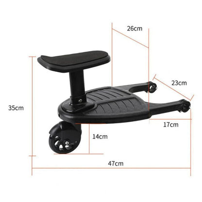 Child Ride-Along Board with 360° Swivel Wheels for Strollers