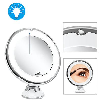 Illuminated Magnification Mirror with 360-Degree Rotation